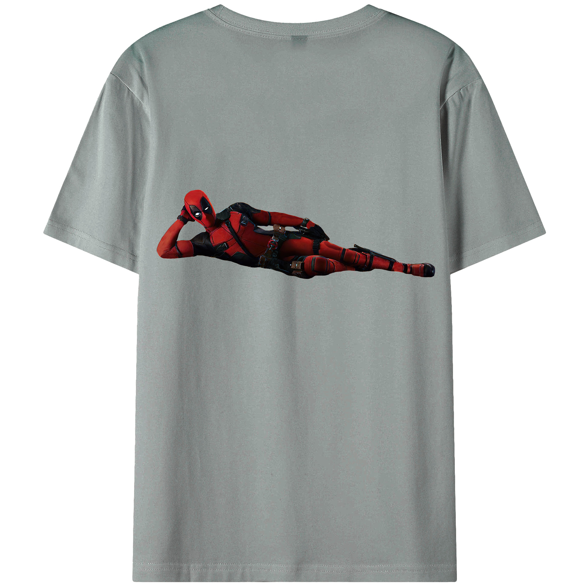 （画像用） Deadpool デッドプール 綿100％ メンズ半袖Tシャツ（バックプリント） 通気性